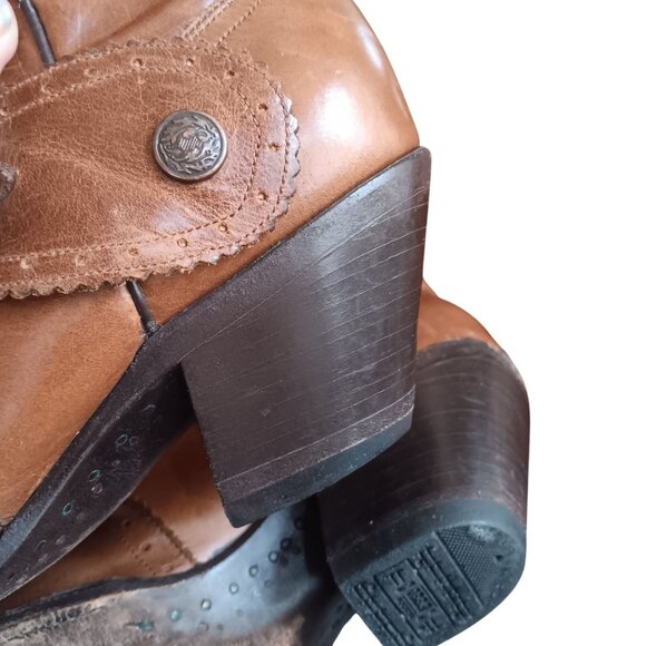 Womens Mexican Cowgirl Boots 9M Western Corral Buckle Stacked Heel Cowboy Mexico - Picture 11 of 14